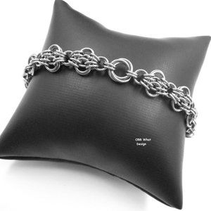 Chain Link Maille Stainless Steel Mix Mobius O Ring Spirals Byzantine Bracelet